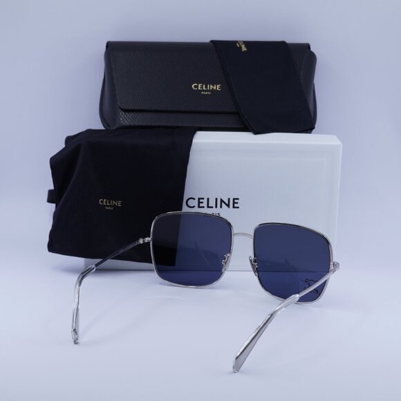 Celine CL40284U 16V Square Sunglasses–Palladium/Blue - Picture 11 of 12